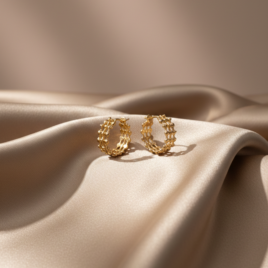 Gilded Weave Hoop Earrings