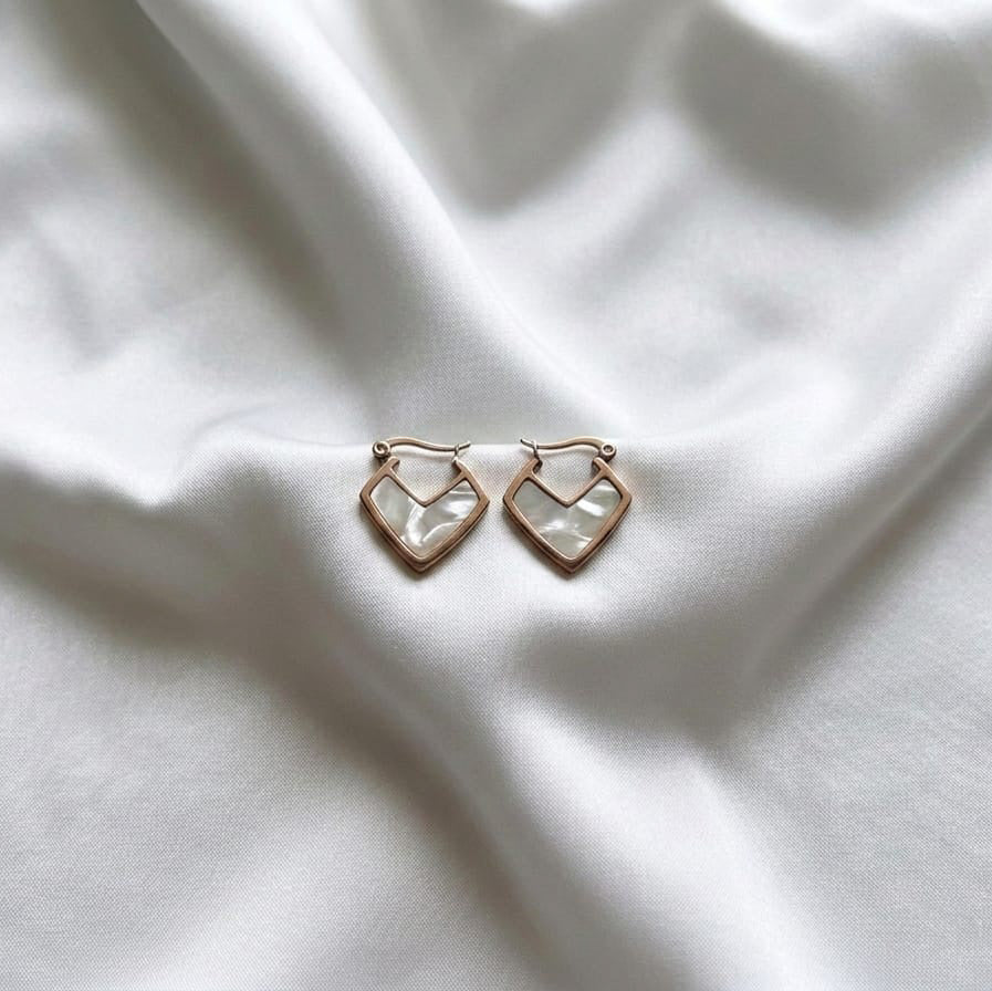 Ivory Whisper Heart Hoops