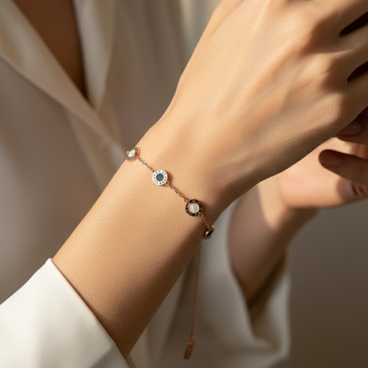 Dawn-to-Dusk Bracelet – Rose Gold Stainless Steel Statement Chain