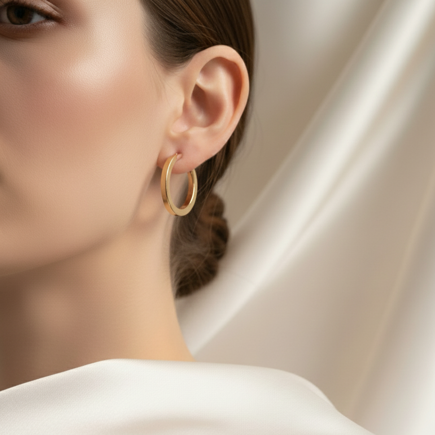 Classic Flat Edge Hoop Earrings – 20 mm
