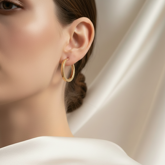 Classic Flat Edge Hoop Earrings – 20 mm