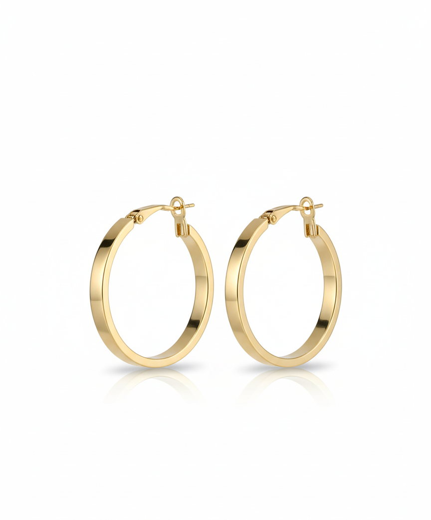 Classic Flat Edge Hoop Earrings – 20 mm