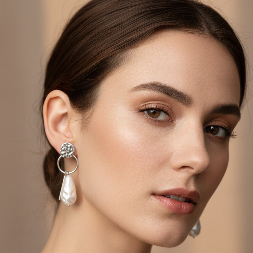 Moonlit Tide Earrings – Pearl Drop & Silver-Tone | Anti-Tarnish