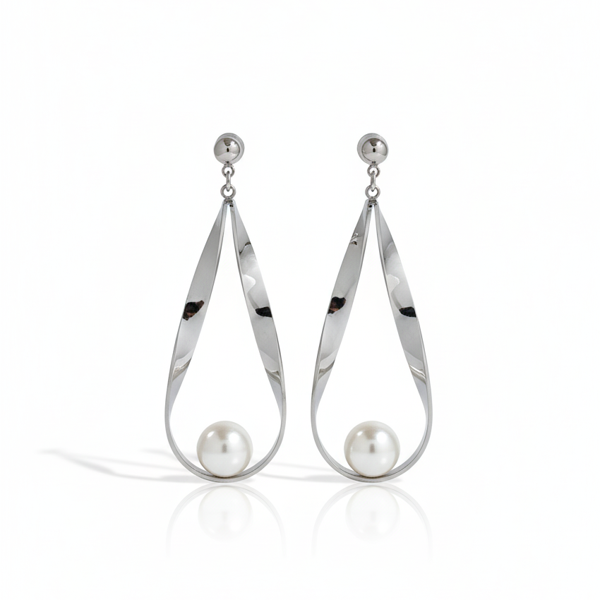 Pearl Teardrop Drop Earrings – Silver-Tone | Anti-Tarnish