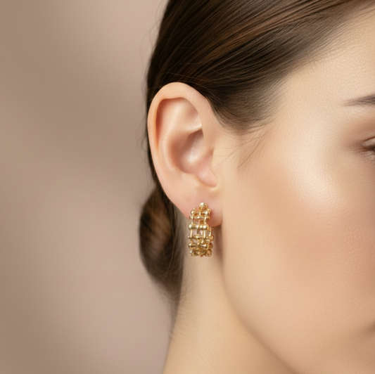 Gilded Weave Hoop Earrings