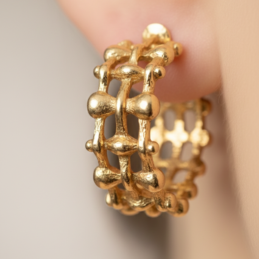 Gilded Weave Hoop Earrings