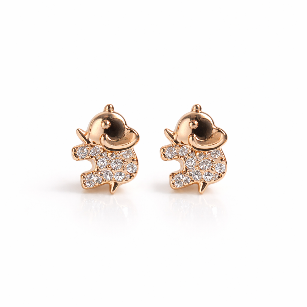 Little Luxe Rose Gold Elephant Trio Earrings