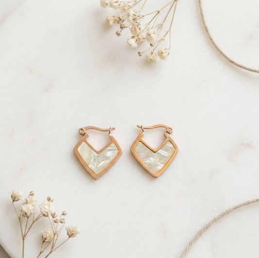 Ivory Whisper Heart Hoops