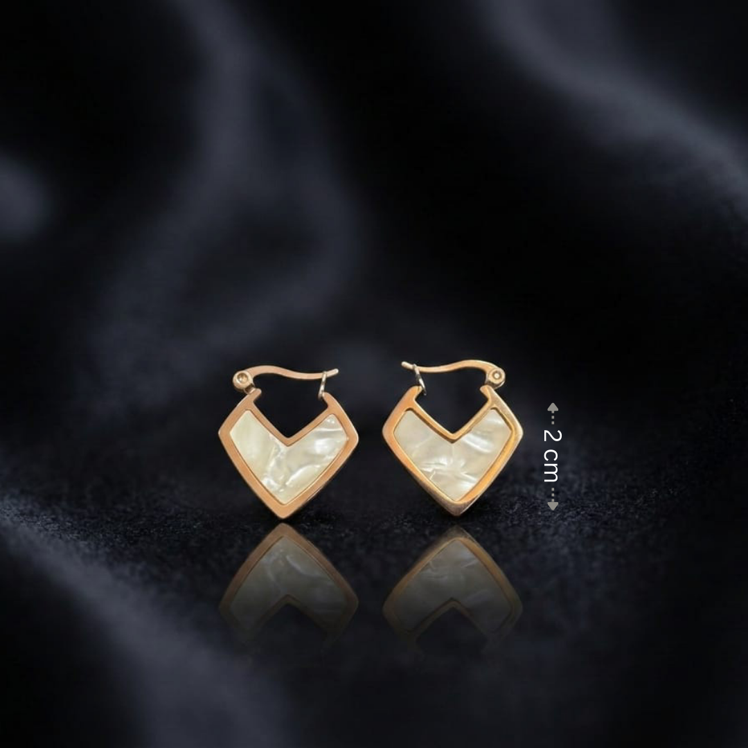 Ivory Whisper Heart Hoops