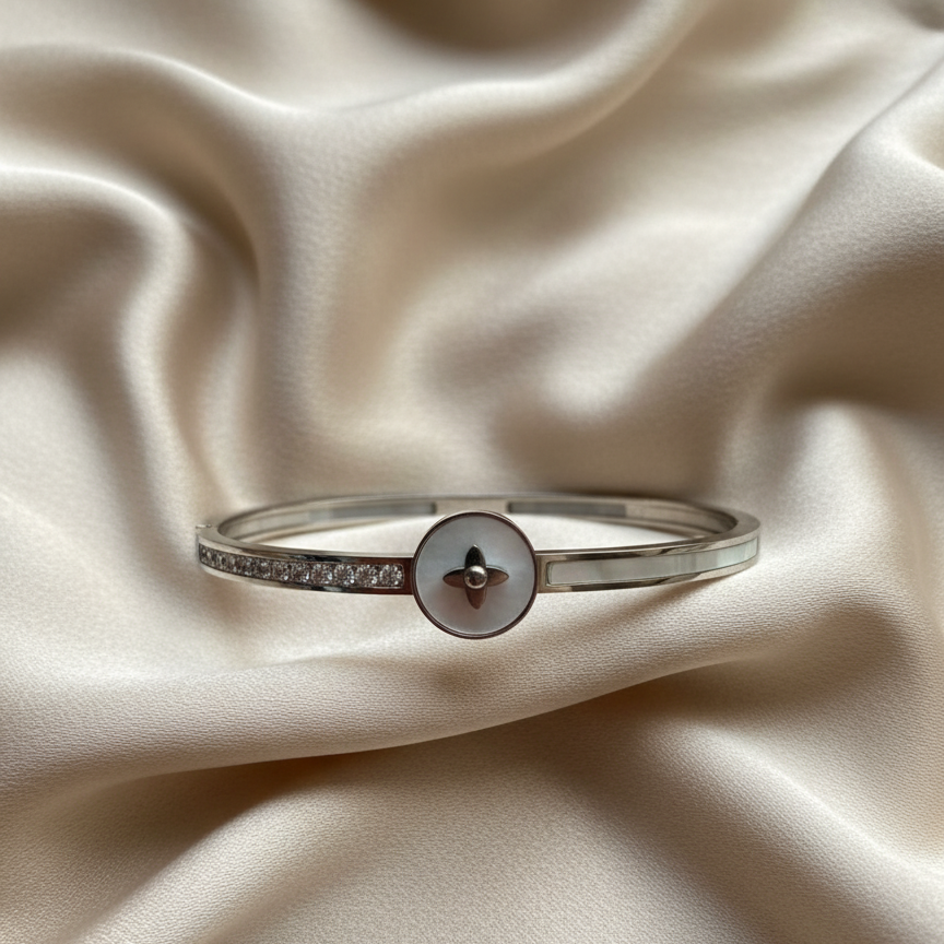 Starlight Duo Bangle Bracelet – Silver-Tone | Anti-Tarnish