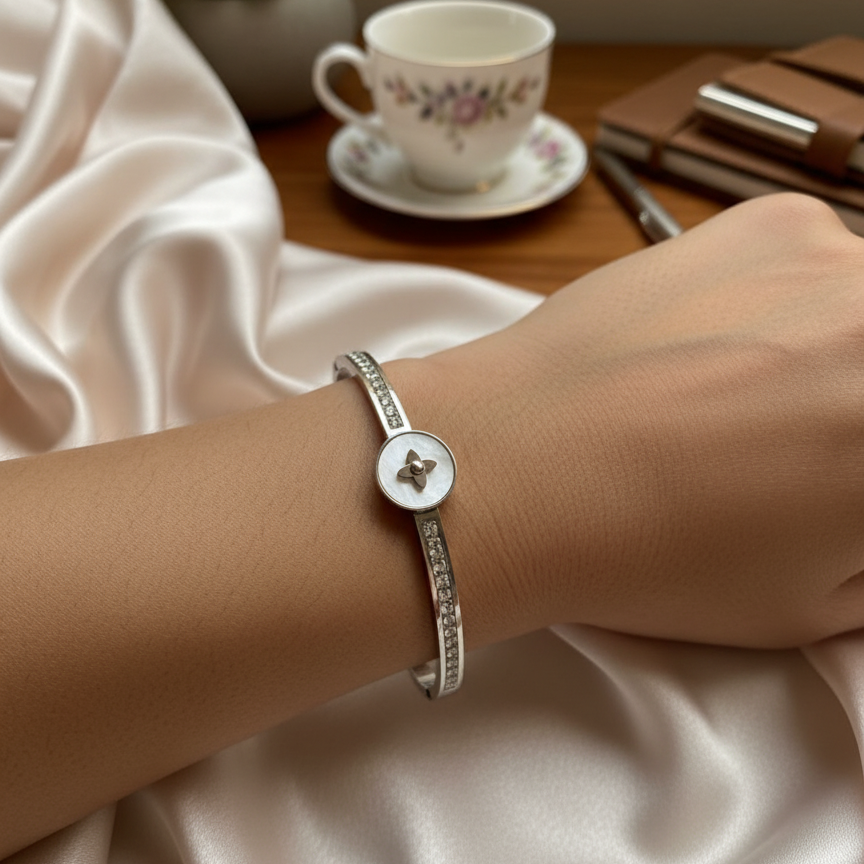 Starlight Duo Bangle Bracelet – Silver-Tone | Anti-Tarnish