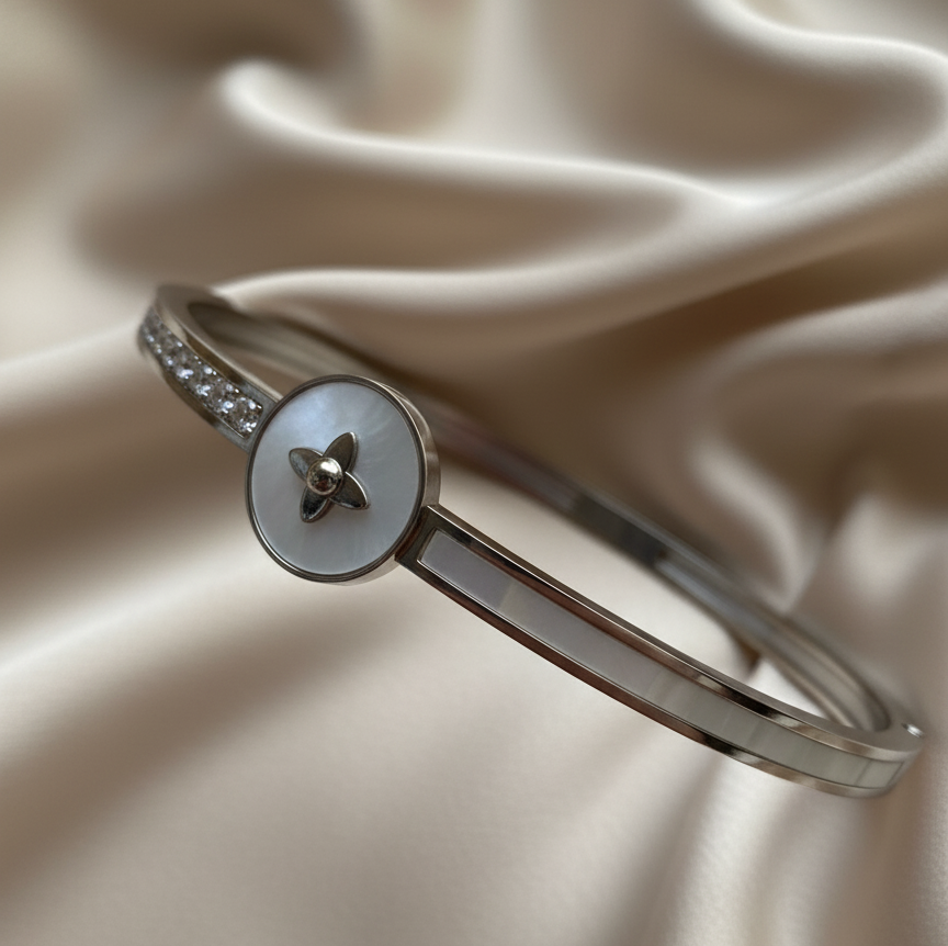 Starlight Duo Bangle Bracelet – Silver-Tone | Anti-Tarnish