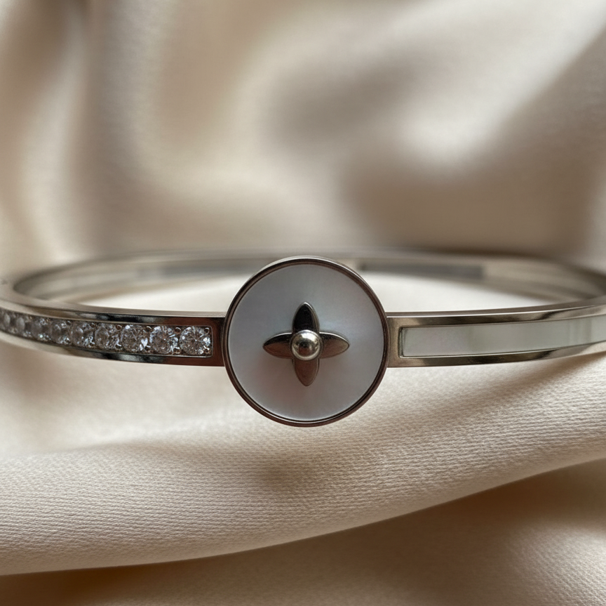 Starlight Duo Bangle Bracelet – Silver-Tone | Anti-Tarnish