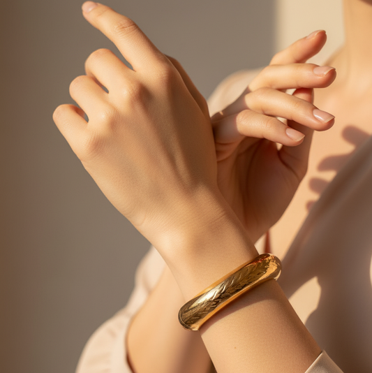 Heirloom Engraved Gold Bangle Bracelet