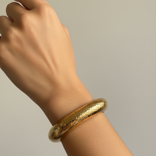 Athena Hammered Gold Bangle Bracelet