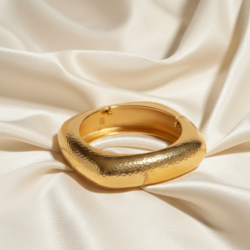 Athena Hammered Gold Bangle Bracelet
