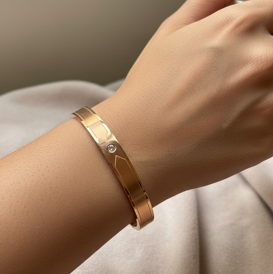 Rose Gold & Gold-Toned Hinged Bangle Cuff