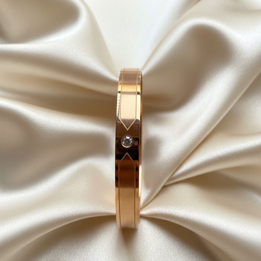 Rose Gold & Gold-Toned Hinged Bangle Cuff