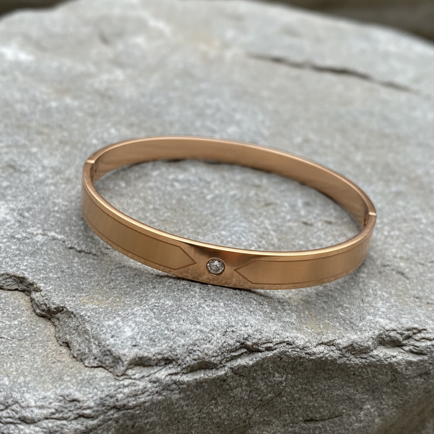 Rose Gold & Gold-Toned Hinged Bangle Cuff