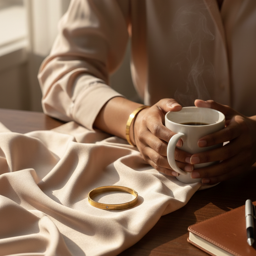 Rose Gold & Gold-Toned Hinged Bangle Cuff