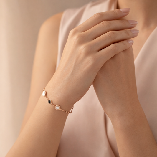 Dawn-to-Dusk Bracelet – Rose Gold Stainless Steel Statement Chain